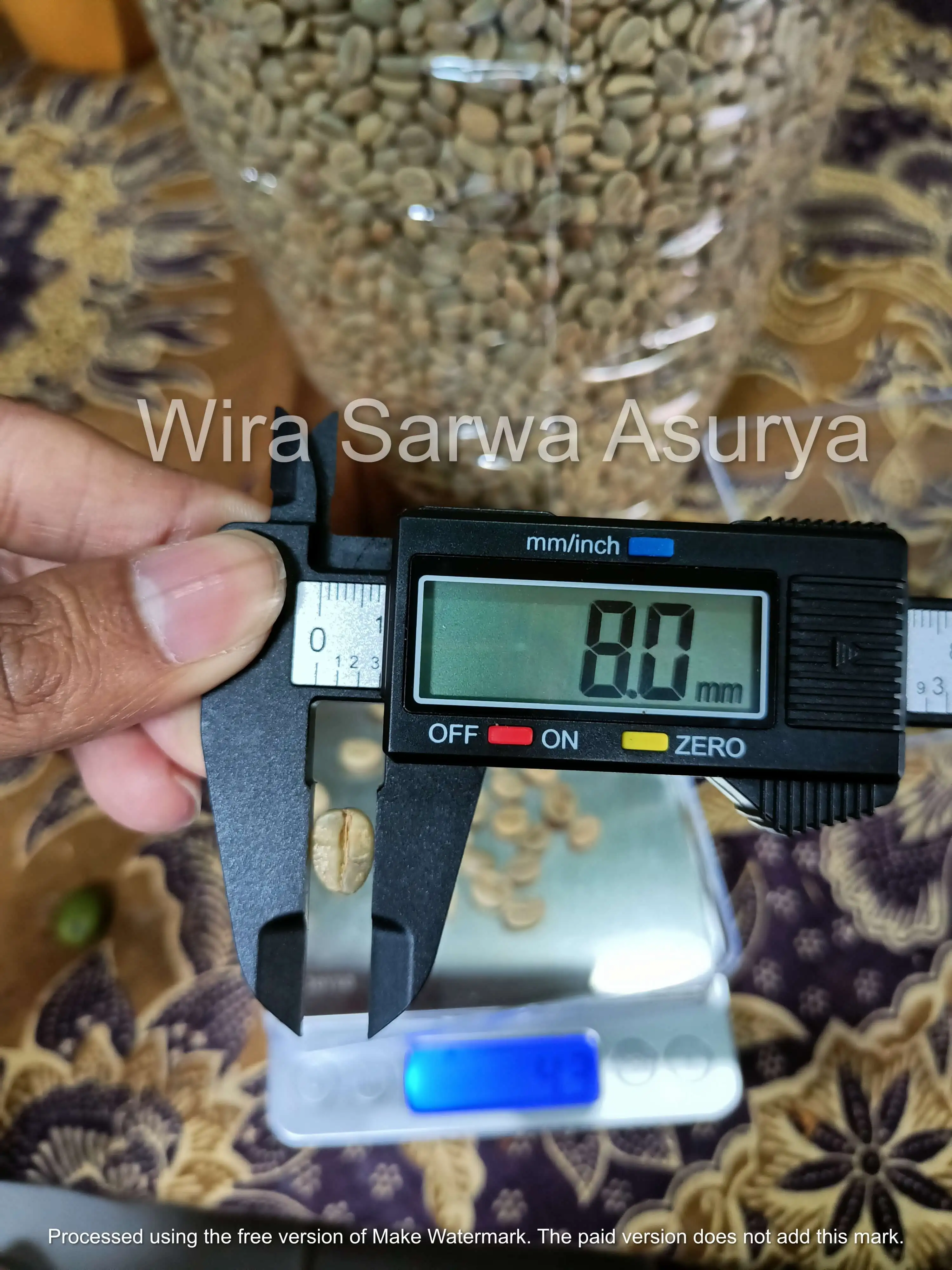 Manual screening of green Robusta coffee beans by size to ensure export-grade consistency